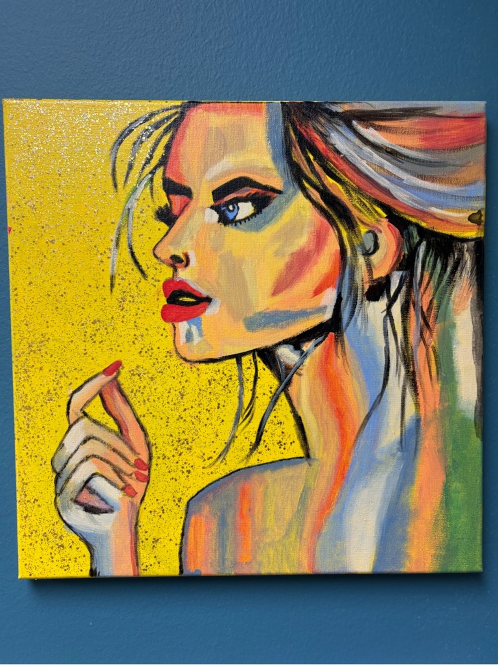 Contemporary Pop Art Portrait Canvas - Yellow Accent